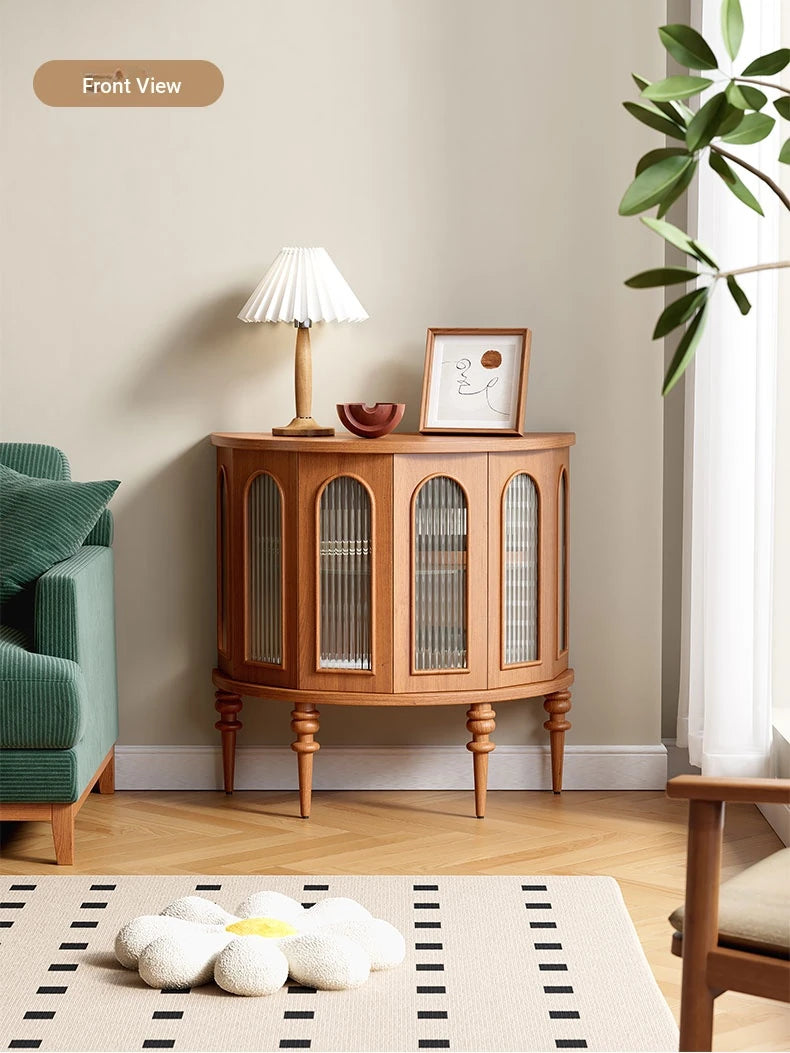 Stylish Glass and Solid Wood Entryway Cabinet - Elegant Storage Solution for Your Home Décor halmh-5297