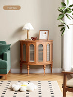 Stylish Glass and Solid Wood Entryway Cabinet - Elegant Storage Solution for Your Home Décor halmh-5297