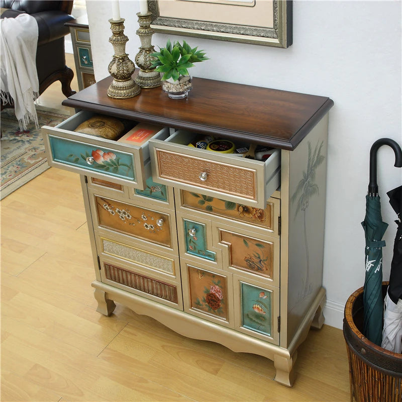 Stylish Oak Shoe Cabinet with Vintage-Inspired Design and Ample Storage Space halmh-5298