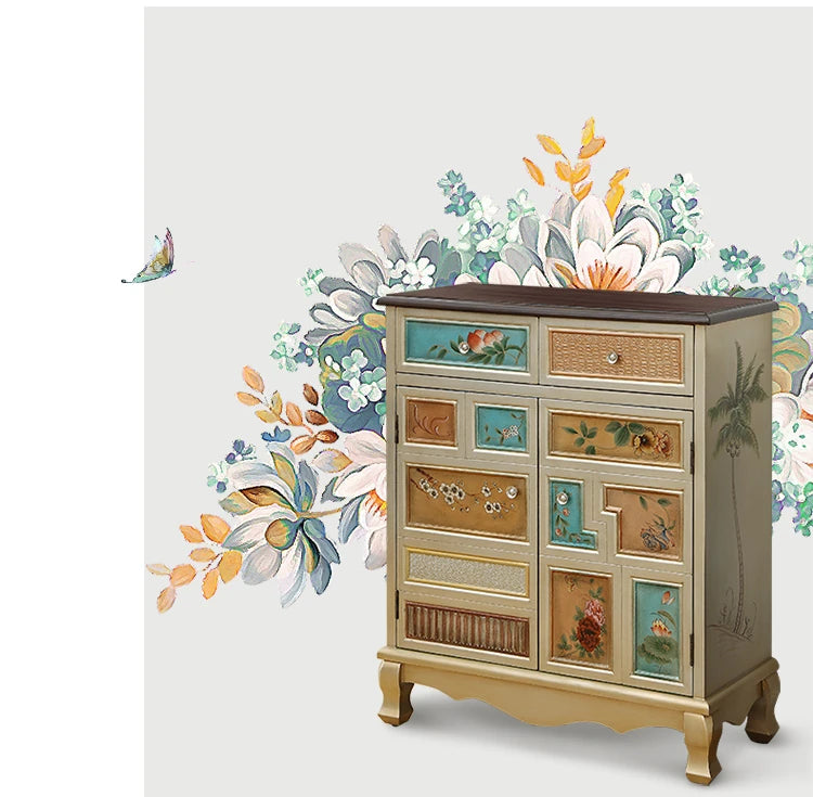 Stylish Oak Shoe Cabinet with Vintage-Inspired Design and Ample Storage Space halmh-5298