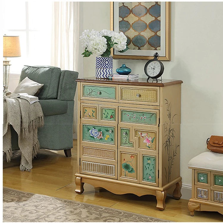 Stylish Oak Shoe Cabinet with Vintage-Inspired Design and Ample Storage Space halmh-5298