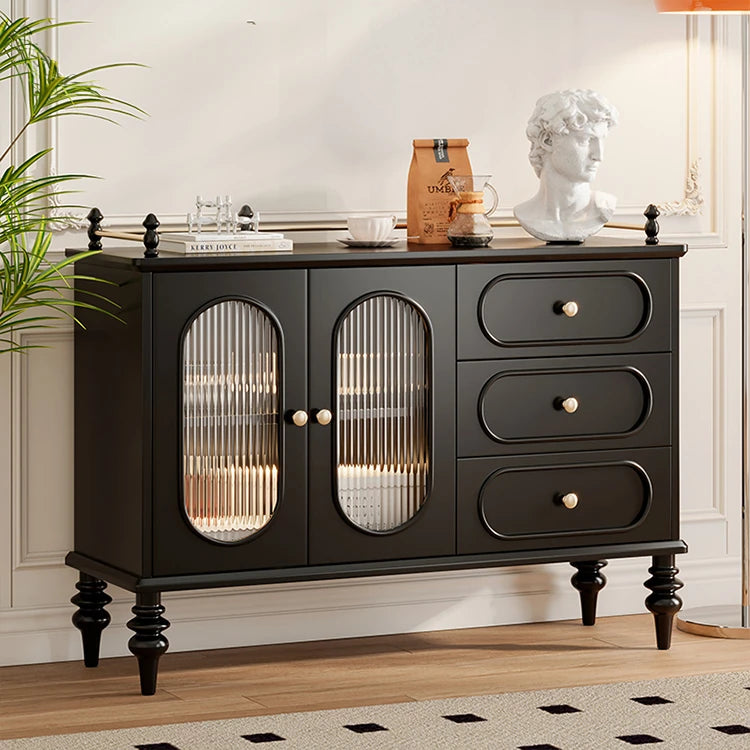 Elegant Solid Wood Cherry Sideboard with Glass Doors and Drawers - Stylish Storage for Living Room or Dining Room halmh-5299