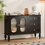 Elegant Solid Wood Cherry Sideboard with Glass Doors and Drawers - Stylish Storage for Living Room or Dining Room halmh-5299