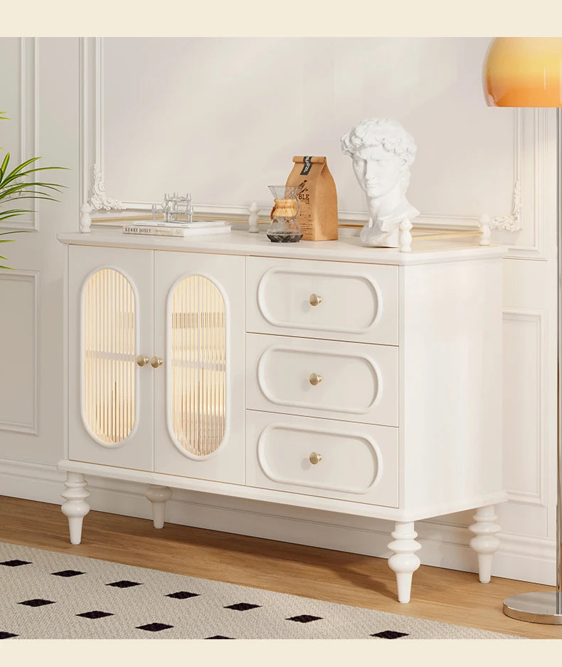 Elegant Solid Wood Cherry Sideboard with Glass Doors and Drawers - Stylish Storage for Living Room or Dining Room halmh-5299