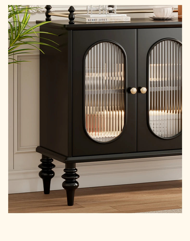 Elegant Solid Wood Cherry Sideboard with Glass Doors and Drawers - Stylish Storage for Living Room or Dining Room halmh-5299