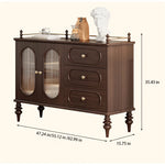 Elegant Solid Wood Cherry Sideboard with Glass Doors and Drawers - Stylish Storage for Living Room or Dining Room halmh-5299