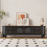 Elegant Solid Wood TV Stand with Glass Doors - Stylish Multi-Layer Storage Unit for Living Room Decor halmh-5301