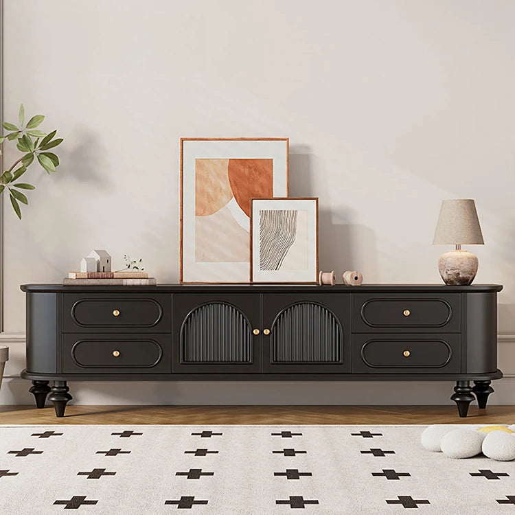 Elegant Solid Wood TV Stand with Glass Doors - Stylish Multi-Layer Storage Unit for Living Room Decor halmh-5301