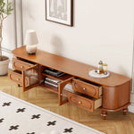 Elegant Solid Wood TV Stand with Glass Doors - Stylish Multi-Layer Storage Unit for Living Room Decor halmh-5301