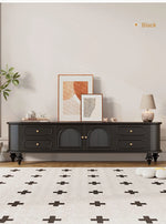 Elegant Solid Wood TV Stand with Glass Doors - Stylish Multi-Layer Storage Unit for Living Room Decor halmh-5301