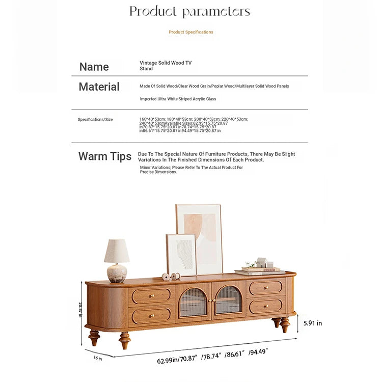 Elegant Solid Wood TV Stand with Glass Doors - Stylish Multi-Layer Storage Unit for Living Room Decor halmh-5301