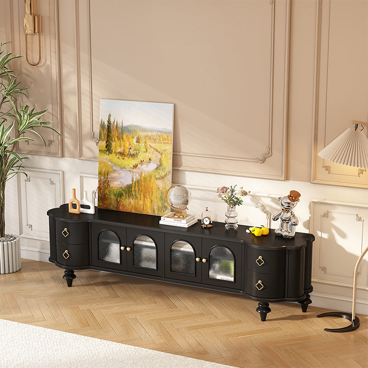 Elegant Solid Wood TV Stand with Glass Doors - Modern Multi-Layer Design for Stylish Living Rooms halmh-5302