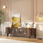 Elegant Solid Wood TV Stand with Glass Doors - Modern Multi-Layer Design for Stylish Living Rooms halmh-5302