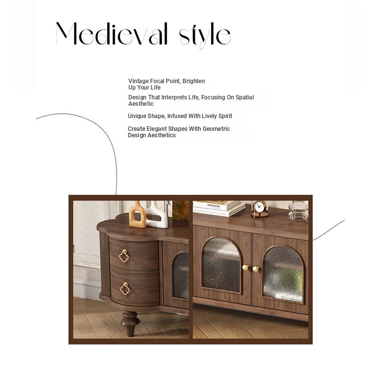 Elegant Solid Wood TV Stand with Glass Doors - Modern Multi-Layer Design for Stylish Living Rooms halmh-5302