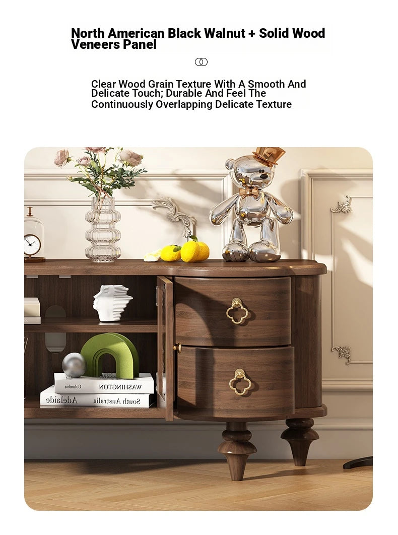 Elegant Solid Wood TV Stand with Glass Doors - Modern Multi-Layer Design for Stylish Living Rooms halmh-5302