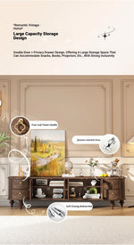Elegant Solid Wood TV Stand with Glass Doors - Modern Multi-Layer Design for Stylish Living Rooms halmh-5302
