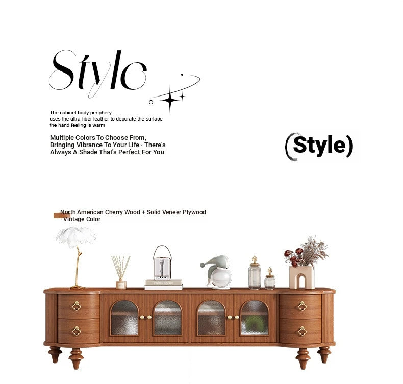 Elegant Solid Wood TV Stand with Glass Doors - Modern Multi-Layer Design for Stylish Living Rooms halmh-5302