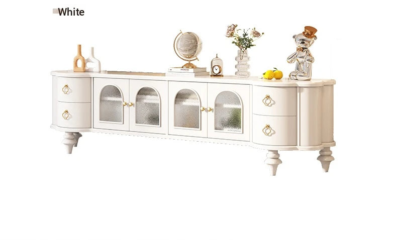Elegant Solid Wood TV Stand with Glass Doors - Modern Multi-Layer Design for Stylish Living Rooms halmh-5302