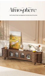 Elegant Solid Wood TV Stand with Glass Doors - Modern Multi-Layer Design for Stylish Living Rooms halmh-5302