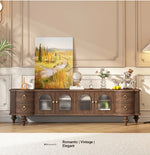 Elegant Solid Wood TV Stand with Glass Doors - Modern Multi-Layer Design for Stylish Living Rooms halmh-5302