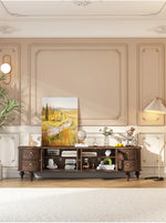 Elegant Solid Wood TV Stand with Glass Doors - Modern Multi-Layer Design for Stylish Living Rooms halmh-5302