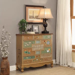 Stylish Oak Cabinet with Colorful Drawers for Living Room Storage Solutions halmh-5303