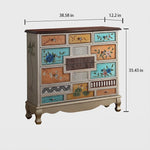 Stylish Oak Cabinet with Colorful Drawers for Living Room Storage Solutions halmh-5303