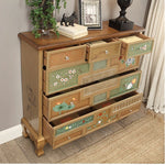 Stylish Oak Cabinet with Colorful Drawers for Living Room Storage Solutions halmh-5303