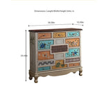 Stylish Oak Cabinet with Colorful Drawers for Living Room Storage Solutions halmh-5303