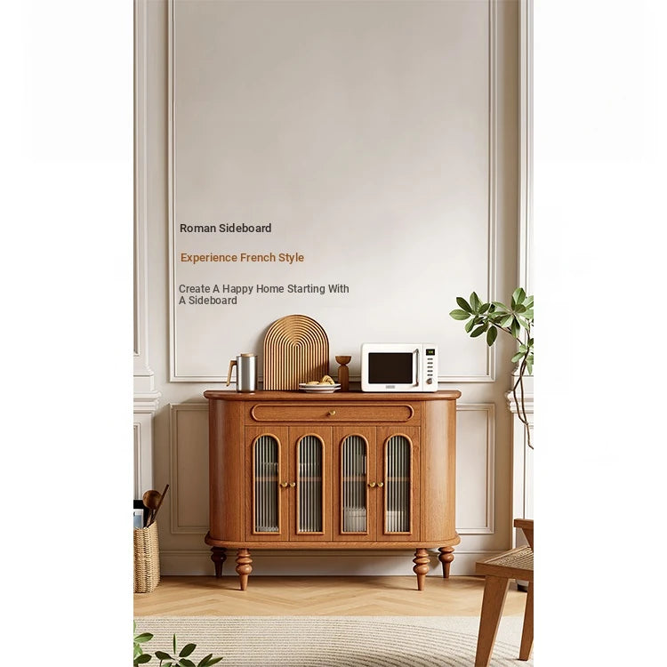 Elegant Solid Wood Sideboard with Glass Doors – Modern Storage Solution for Home Décor halmh-5304