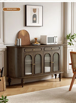 Elegant Solid Wood Sideboard with Glass Doors – Modern Storage Solution for Home Décor halmh-5304