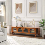 Solid Wood TV Stand with Multi-Layer Board and Glass Doors - Elegant Storage Solution for Living Room Décor halmh-5305