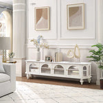 Solid Wood TV Stand with Multi-Layer Board and Glass Doors - Elegant Storage Solution for Living Room Décor halmh-5305