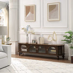 Solid Wood TV Stand with Multi-Layer Board and Glass Doors - Elegant Storage Solution for Living Room Décor halmh-5305