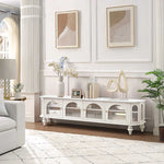 Solid Wood TV Stand with Multi-Layer Board and Glass Doors - Elegant Storage Solution for Living Room Décor halmh-5305