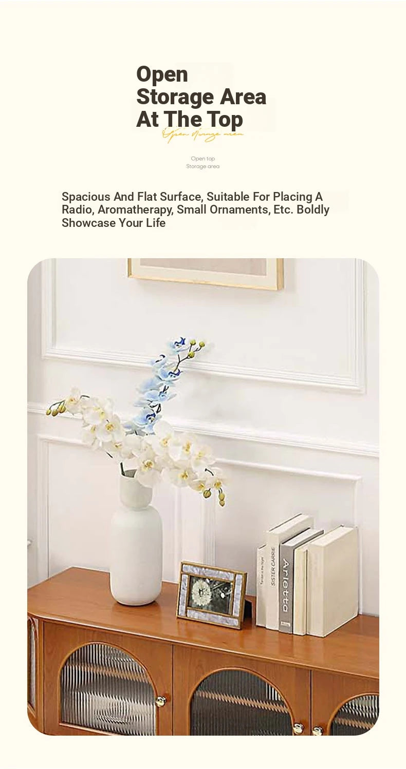 Solid Wood TV Stand with Multi-Layer Board and Glass Doors - Elegant Storage Solution for Living Room Décor halmh-5305