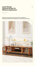 Solid Wood TV Stand with Multi-Layer Board and Glass Doors - Elegant Storage Solution for Living Room Décor halmh-5305