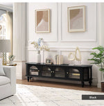 Solid Wood TV Stand with Multi-Layer Board and Glass Doors - Elegant Storage Solution for Living Room Décor halmh-5305