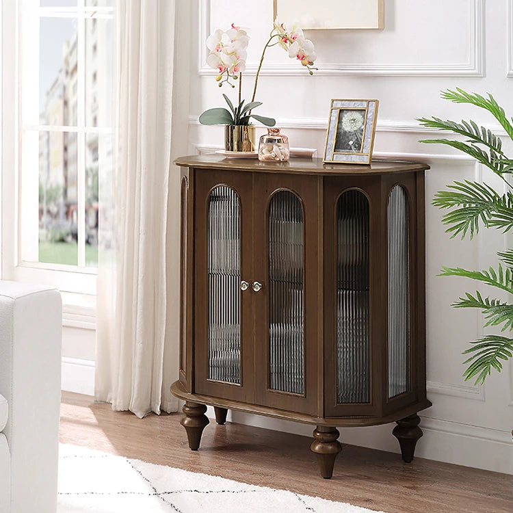 Elegant Solid Wood Entryway Cabinet with Glass Doors – Perfect Storage Solution for Home Decor halmh-5306