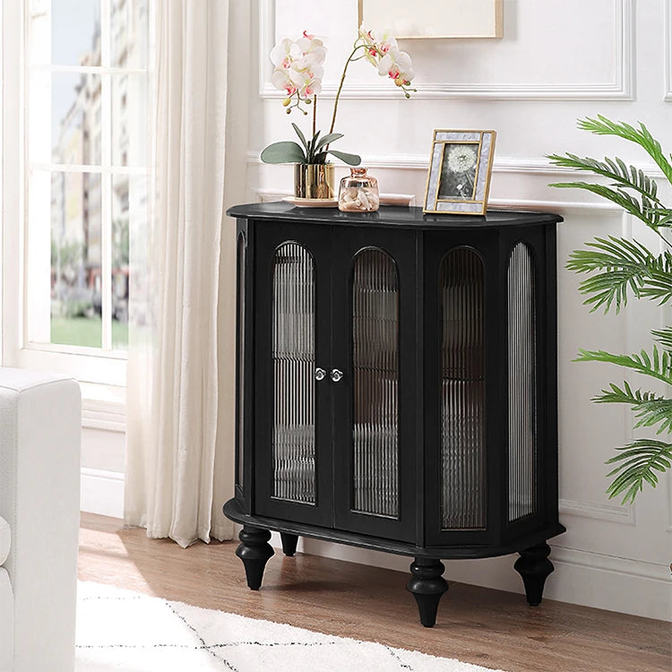 Elegant Solid Wood Entryway Cabinet with Glass Doors – Perfect Storage Solution for Home Decor halmh-5306