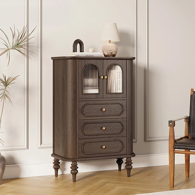 Stylish Solid Wood Entryway Cabinet with Glass Doors and Elegant Design – Perfect Storage Solution for Your Home halmh-5307
