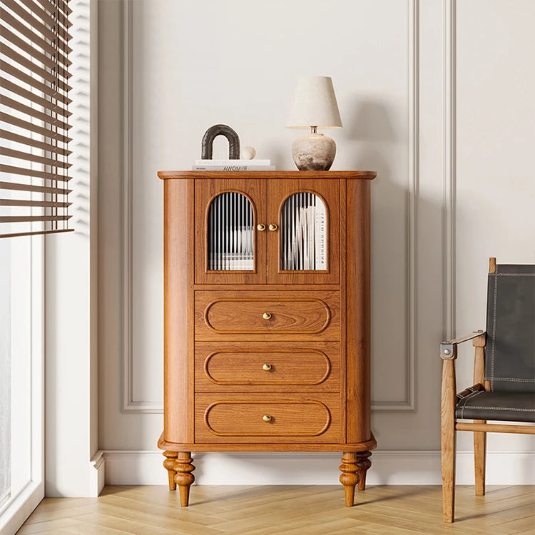 Stylish Solid Wood Entryway Cabinet with Glass Doors and Elegant Design – Perfect Storage Solution for Your Home halmh-5307