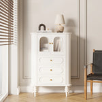 Stylish Solid Wood Entryway Cabinet with Glass Doors and Elegant Design – Perfect Storage Solution for Your Home halmh-5307