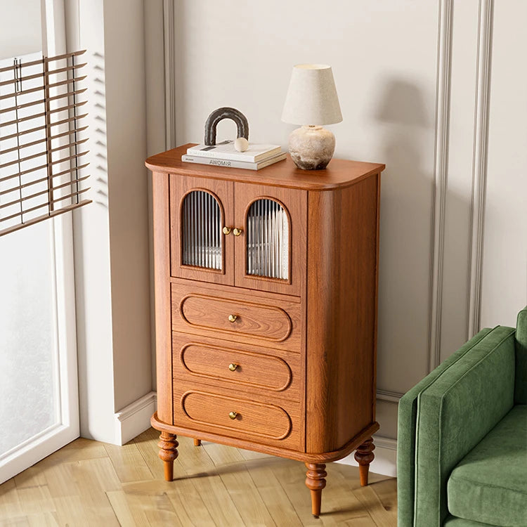 Stylish Solid Wood Entryway Cabinet with Glass Doors and Elegant Design – Perfect Storage Solution for Your Home halmh-5307