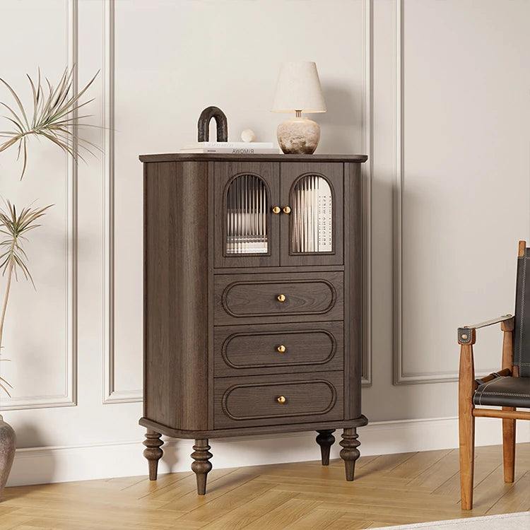 Stylish Solid Wood Entryway Cabinet with Glass Doors and Elegant Design – Perfect Storage Solution for Your Home halmh-5307