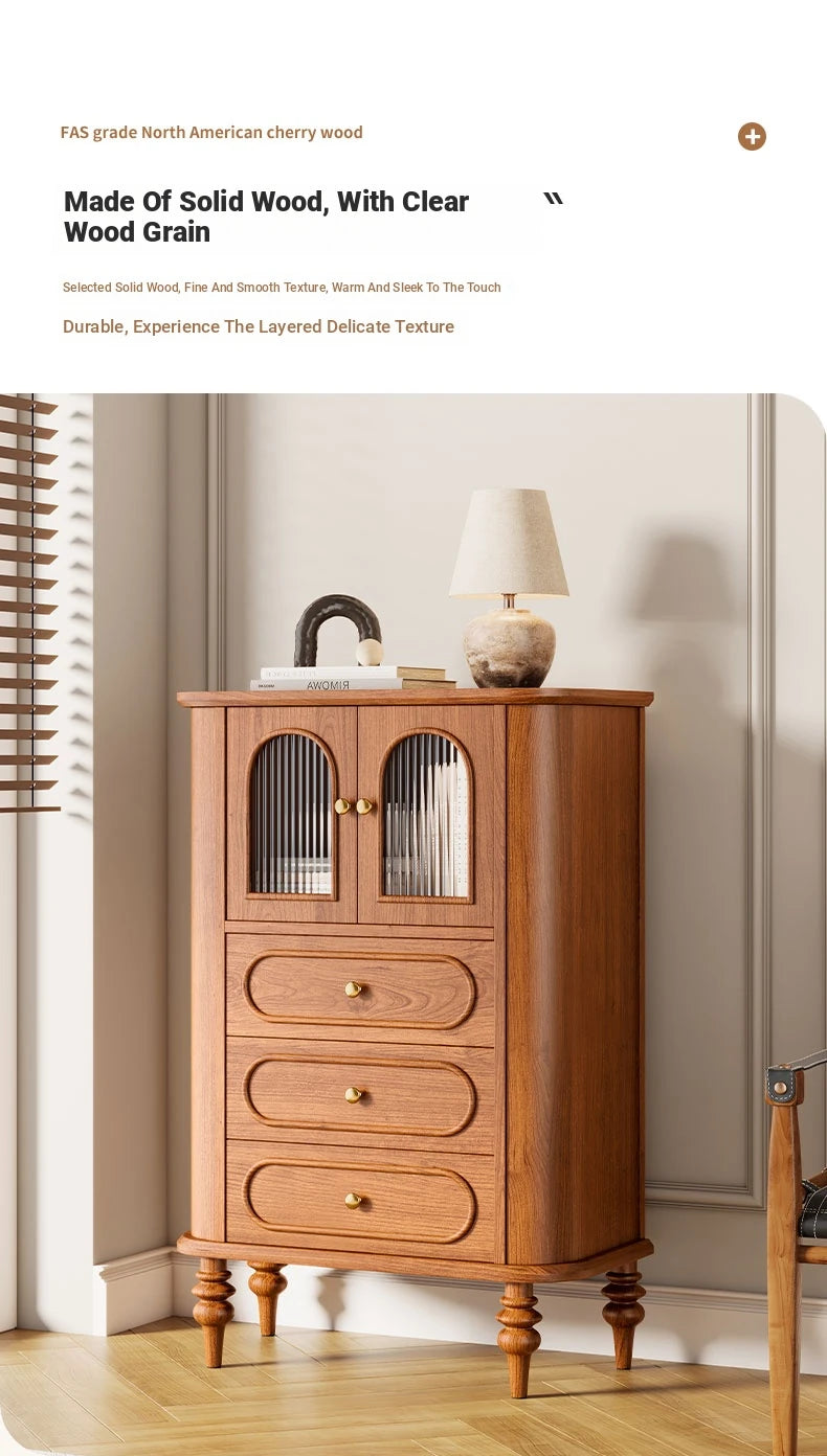 Stylish Solid Wood Entryway Cabinet with Glass Doors and Elegant Design – Perfect Storage Solution for Your Home halmh-5307