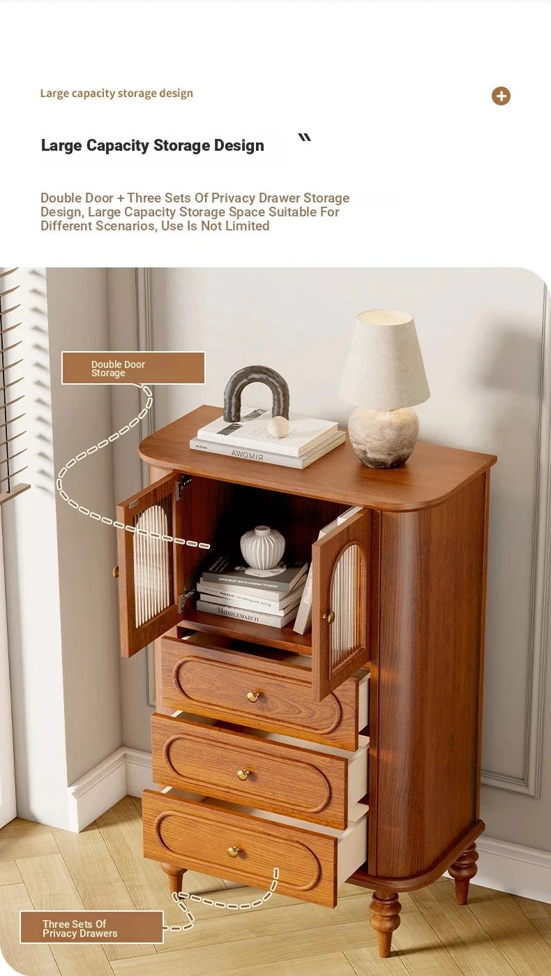 Stylish Solid Wood Entryway Cabinet with Glass Doors and Elegant Design – Perfect Storage Solution for Your Home halmh-5307