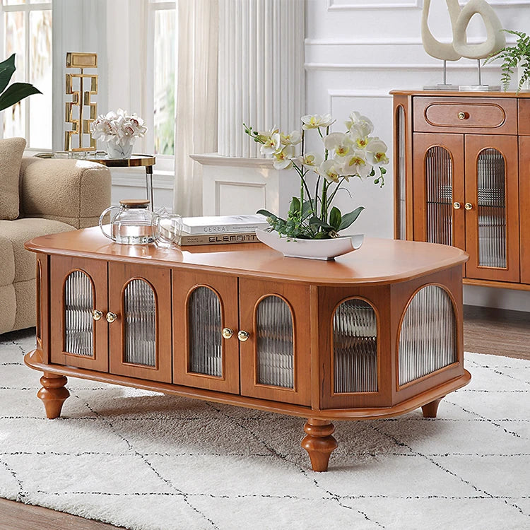 Elegant Solid Wood Coffee Table with Multi-Layer Board and Glass Design – Stylish Living Room Furniture Solution halmh-5308