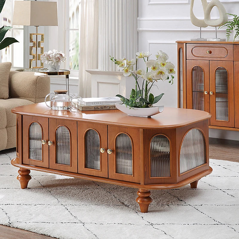 Elegant Solid Wood Coffee Table with Multi-Layer Board and Glass Design – Stylish Living Room Furniture Solution halmh-5308