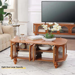 Elegant Solid Wood Coffee Table with Multi-Layer Board and Glass Design – Stylish Living Room Furniture Solution halmh-5308